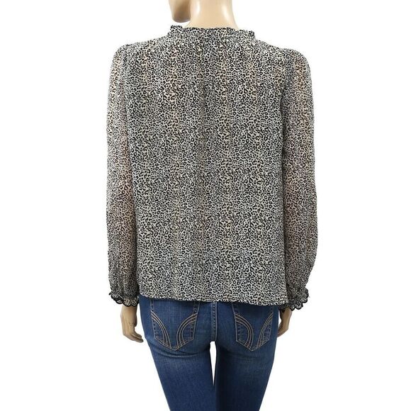 Velvet by Graham & Spencer Anthropologie Mel Leopard Printed Blouse Top S 221529 - Picture 6 of 8